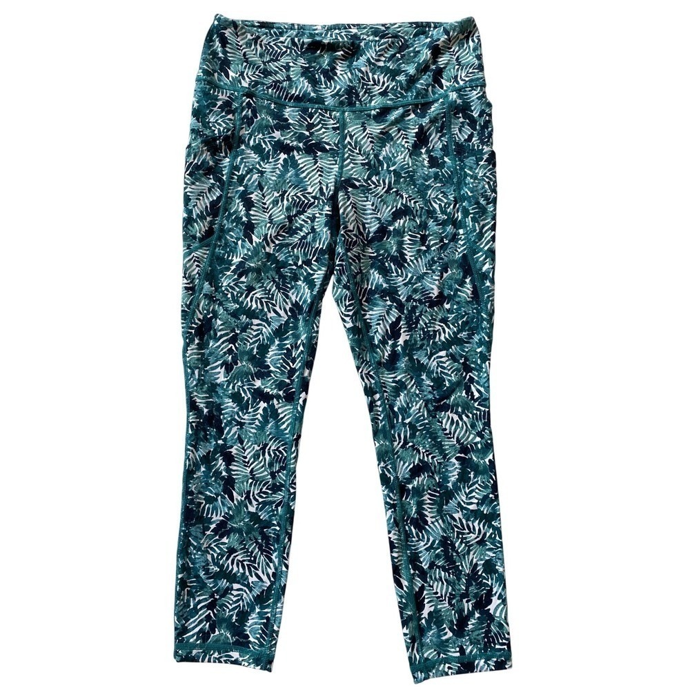 J. Jill Women's Fit Performance Leggings Tropical Palm White/Teal - XS